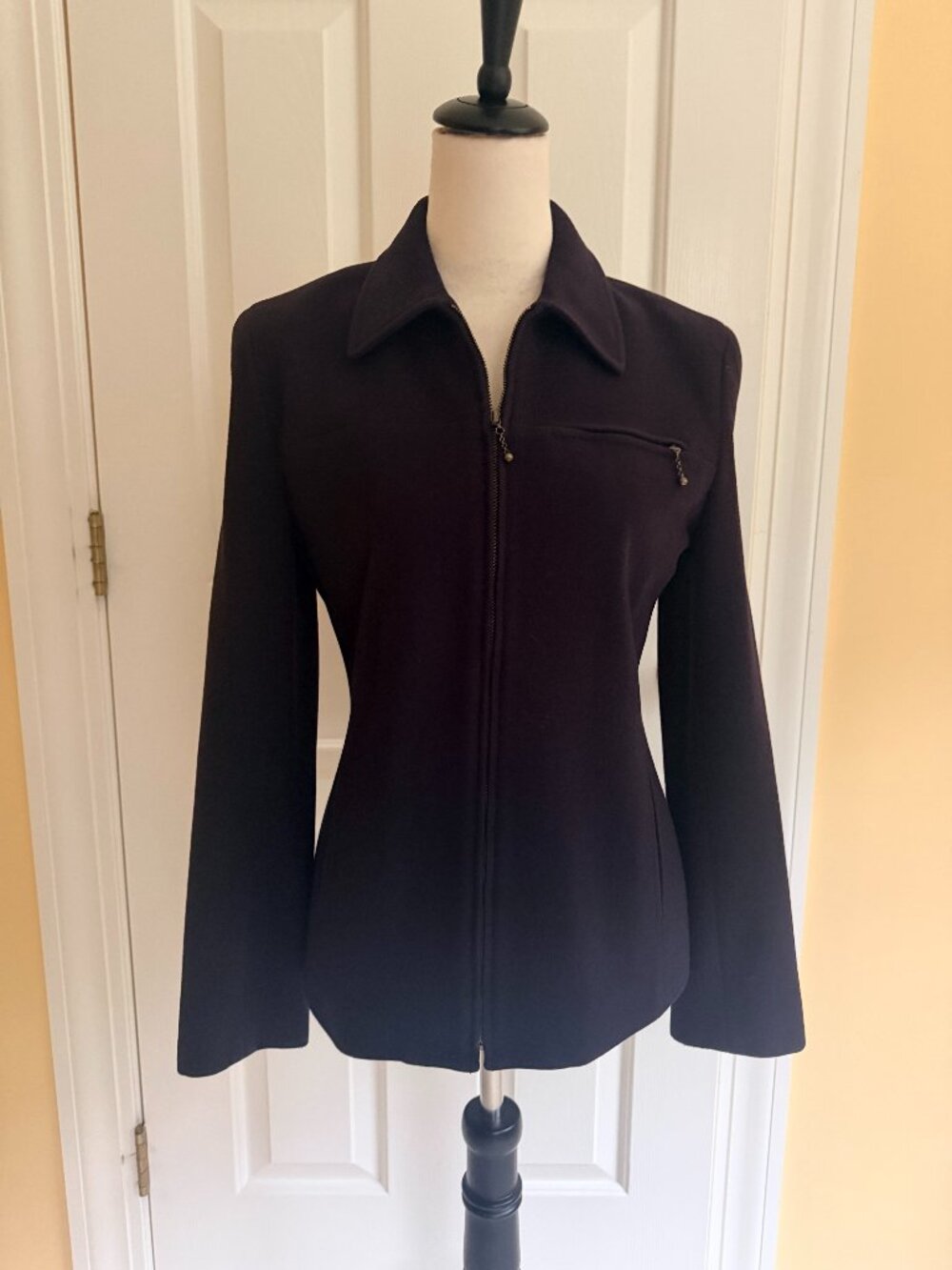 ANN TAYLOR Y2K vintage wool cashmere zip front jacket, sz 2